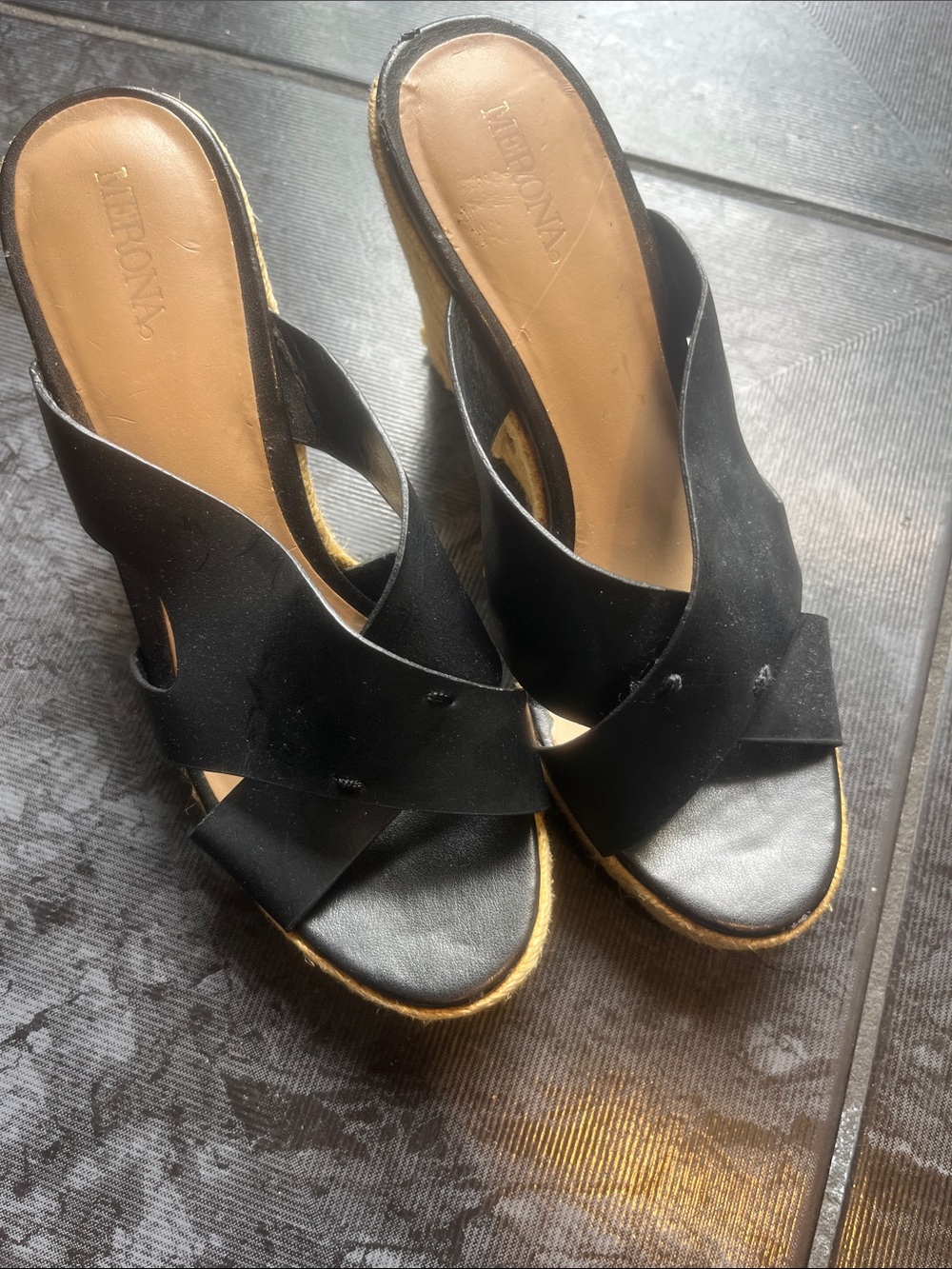 Black Crisscross Espadrille Wedge Sandals